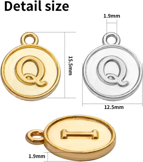 Aylifu 104 pcs A-Z Letter Charms Round Alphabet Charms Pendants for Necklace Bracelet Jewelry Craft DIY,Gold & Silver...