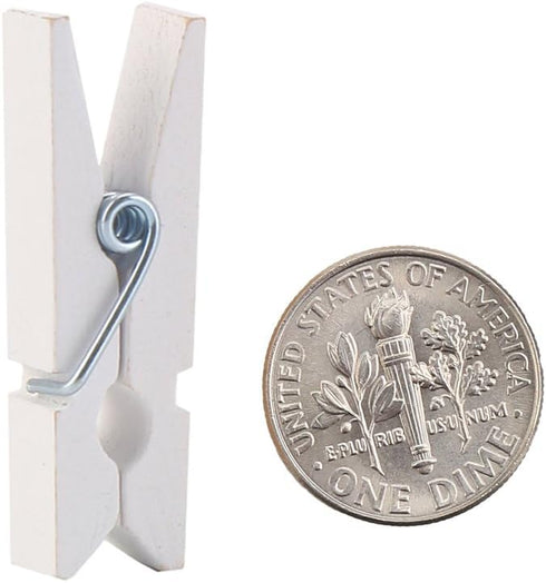 DECORA 3.5cm Sturdy White Wooden Mini Clothespin Photo Clips Pack of 100...