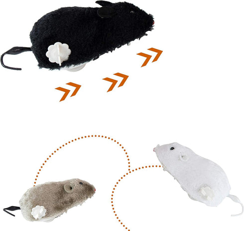 AUEAR, 4 Pack Wind Up Mouse Racing Mini Jumping Rat Plush Mice Realistic Looking Pet with Twirling Tail...