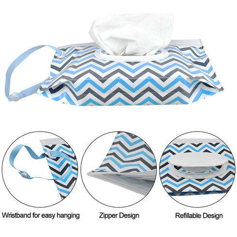 3 Pack Baby Wipes Dispenser Portable Wet Wipe Dispenser Bag Reusable Travel Baby Wipes Container Refillable Wet Wipe Carrying Case Holder for Diap...