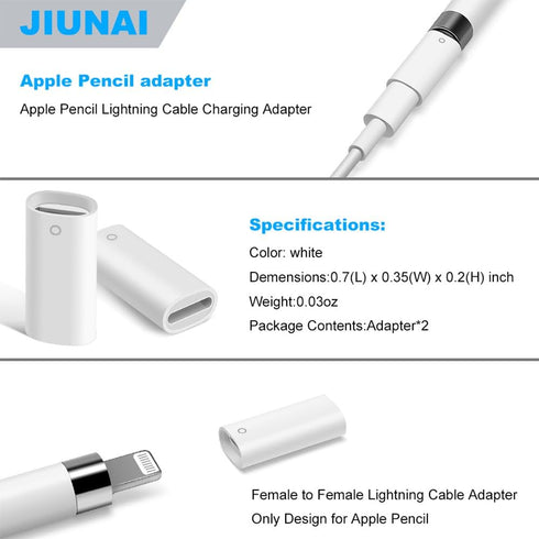 Jiunai 2 Pack Adapter Compatible with Apple Pencil Adapter Female to Female Charging Adapters Lightning Cable Adapter for iPad Pro Apple Pencil......
