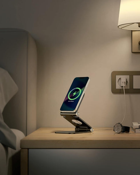 OMOTON Stand for MagSafe Charger, Foldable Phone Stand Holder for MagSafe Accessories? Compatible with iPhone 16/15/14/13/12 Pro Max/Pro, [Charger...