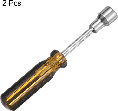 2pcs Metric Hex Nut Screwdriver 14mm Carbon Steel Ergonomic PVC Grip Non-Magnetic Socket Wrench Screwdriver Hand Tool for Automotive Maintenance H...