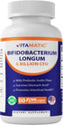 Vitamatic Bifidobacterium Longum 6 Billion CFU per DR Capsule - 60 Count - Promotes Intestinal Health - Made with Prebiotic Inulin Fiber...