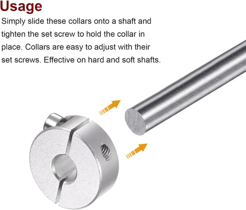 4pcs Double Split Shaft Collar for 8mm Shaft Set Screw Clamp-On Collars, 25mm OD, 10mm Width, for Stoppers, Position, Hold Timing Pulleys, Machine...