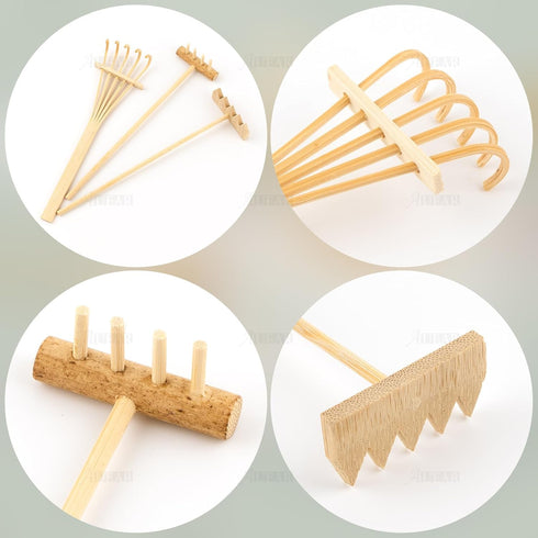 AUEAR, Set of 3 Mini Zen Sand Rakes Bamboo Rock Garden Sand Tray Rake Tools for Home Office Table...