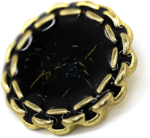 20 pcs Enamel Covered Golden Foil Fragments Floral Metal Shank Sewing Coat Buttons -25mm -1"...