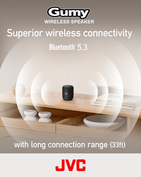 JVC Portable Gumy Wireless Speaker with Surround Sound, Bluetooth 5.3, Lightweight, TWS Capability, USB-C, up to 15-Hour Battery Life - SPSG1BTB (...