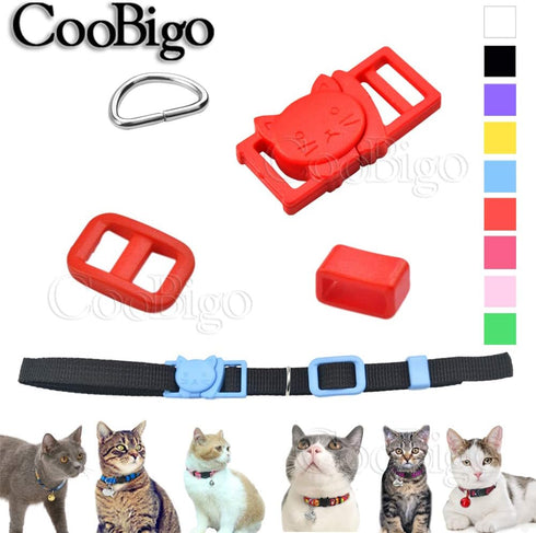 CooBigo 10sets Cat-Head Safety Breakaway Buckle Tri-glide Slider Buckles D ring Belt Loop keeper for DIY Cat Collar Accessory...