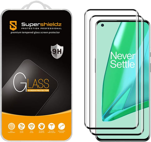 Supershieldz (2 Pack) Designed for OnePlus 9 Pro/OnePlus 9 Pro 5G Tempered Glass Screen Protector, Anti Scratch, Bubble Free (Black)...