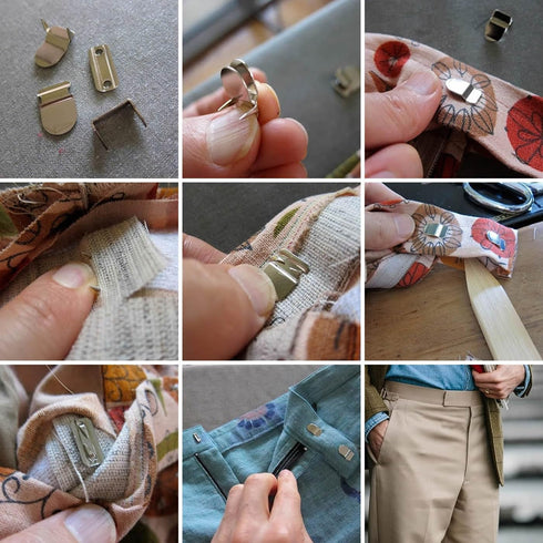 Hook and Eye No Sew Closures Clothing Fasteners - Antique Brass Waistband Hook and Bar Closure Clasp - for Trousers Suit Pants Skirts Garments and...