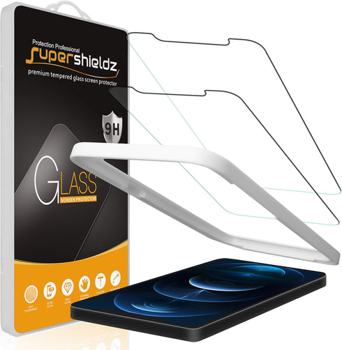 Supershieldz (2 Pack) Designed for iPhone 12 Pro Max (6.7 inch) Tempered Glass Screen Protector with (Easy Installation Tray) Anti Scratch, Bubble...