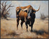 Posterizer 1 pcs- Beautiful bull in the middle of a desert-Art for Animal Lovers-Landscape & Nature Art- Gift for Men Women Teens-Living Room Bedr...