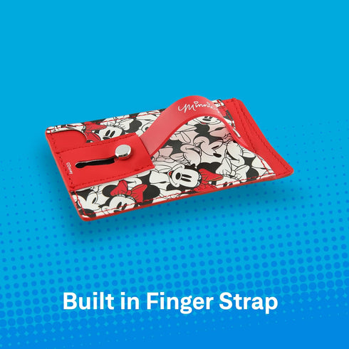 iJoy Disney Minnie Faces Red Phone Wallet - Adhesive Card Holder with Finger Strap and Kickstand for iPhone (4x3x0.3 inches)...