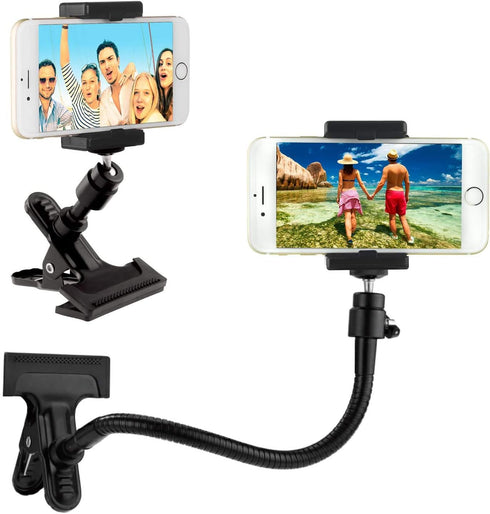 Universal Phone/Camera Holder with Flexible Gooseneck and Strong Clamp - for Mobile Photography, Vlogs, Videos, GPS, etc. - Ball and Socket - Trip...