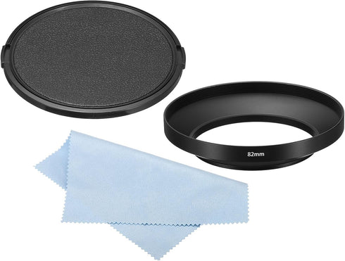 PATIKIL 82mm Lens Hood, Wide Angle Matte Surface Anti-reflective Inside Hood with Cap and Cleaning Cloth for Camera Lens, Black for Nikon, for Fuj...