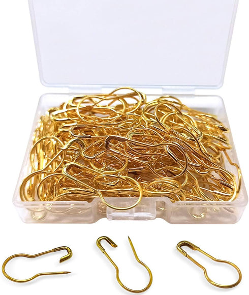 100Pcs 21mm/0.8 Inch Small Metal Gourd Safety Pins Bulb Pin for Knitting Stitch Markers, Sewing Clothing DIY Craft Making (Gold)...