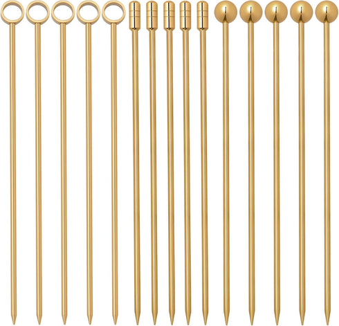 I-MART 15 Pack Stainless Steel Cocktail Picks Martini Olive Skewers, Reusable Metal Garnish Sticks for Drinks, Appetizers, Bloody Mary, Olives, Ci...