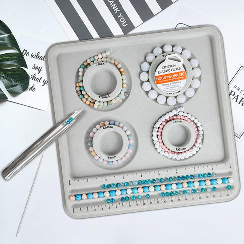 hobbyworker The Bead Boards Bracelet Sizer Measurement Tool 4 Round Grooves for Jewerly Bracelets Necklaces Making Supplies...