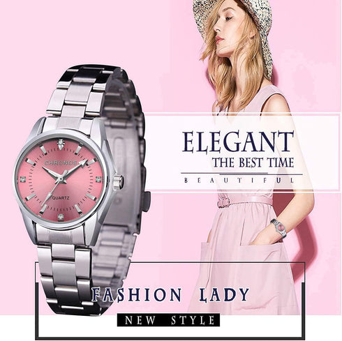 cofuo Women Lady Dress Analog Quartz Watch with Stainless Steel Band, Casual Fashion Waterproof Watches Roman Numeral Diamond Rhinestone Luminous ...