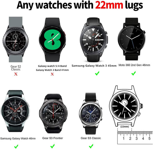 Lerobo 22mm Watch Band Compatible with Samsung Galaxy Watch 46mm/Galaxy Watch 3 45mm/Gear S3 Classic/Frontier,22mm Soft Silicone Breathable Watch ...