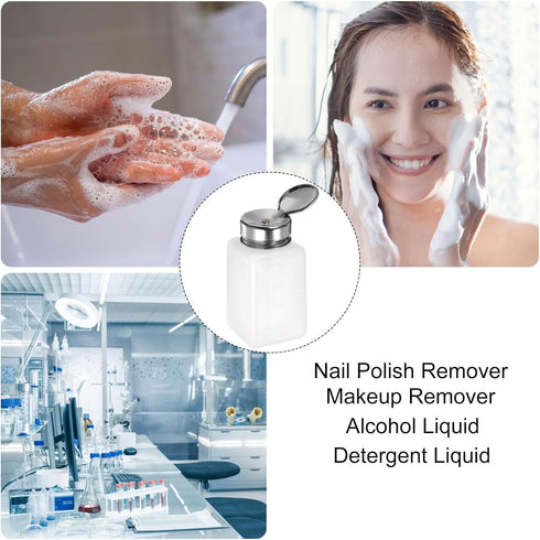 3pcs Solvent Alcohol Dispensers 200ml(6.7oz) Push Down Liquid Dispenser Pump with Sealing Stainless Steel Lid for Acetone Cleanser Polish Remover,...