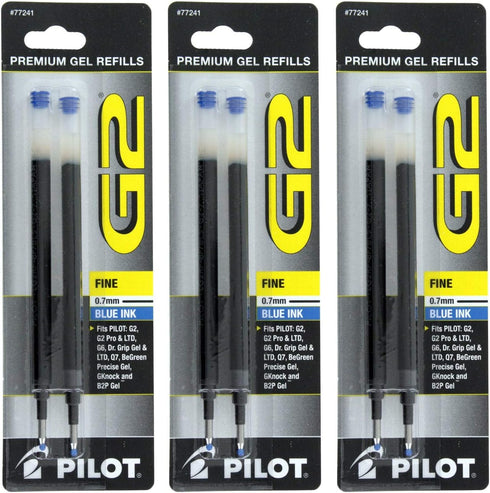 Pilot G2, Dr. Grip Gel/Ltd, ExecuGel G6, Q7 Rollerball Gel Ink Pen Refills Green 7 mm 12 Pack...