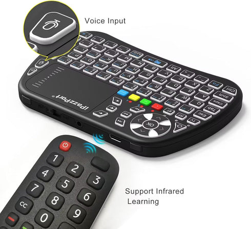 iPazzPort Small Bluetooth Keyboard with Touchpad, 2.4Ghz Mini Wireless Keypad with IR Learning, Essential Home Keypad Mouse Combo, RGB Backlight, ...