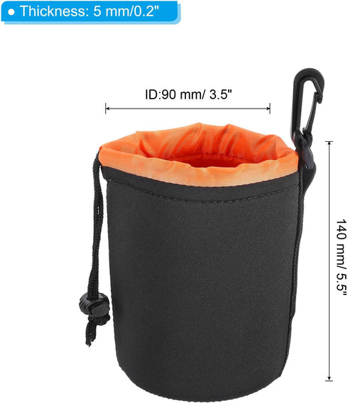 PATIKIL Camera Lens Bag, 3.5" IDx5.5 H Drawstring Lens Pouch with Thick Protective Neoprene, Lens Case for DSLR Camera Lens, Water Coffee Cups, Bl...