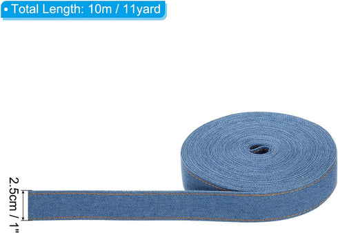 PATIKIL 1" Denim Ribbon, 1 Roll 11 Yard Layering Jean Fabric Craft Strip for Bow DIY Making Hair Clip Garment Sewing Decorations, Blue...
