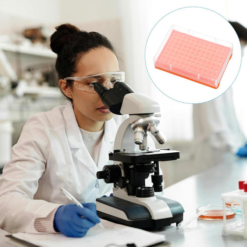 PATIKIL 96 Wells PCR Tube Rack for 0.2ml Test Strips Tubes, 4pcs Waterproof Tubes Filling Tray Centrifuge Tube Holder, Orange...