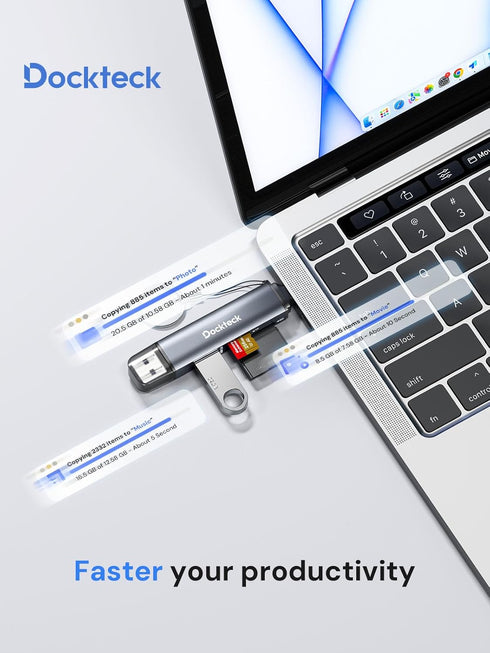 Dockteck SD Card Reader, 5G Super Speed USB3.0 SD/TF Card Reader, 3-Slot USB A/C to SD/Micro SD/USB A Memory Card Reader for UHS-I SD/Micro SD/SDH...