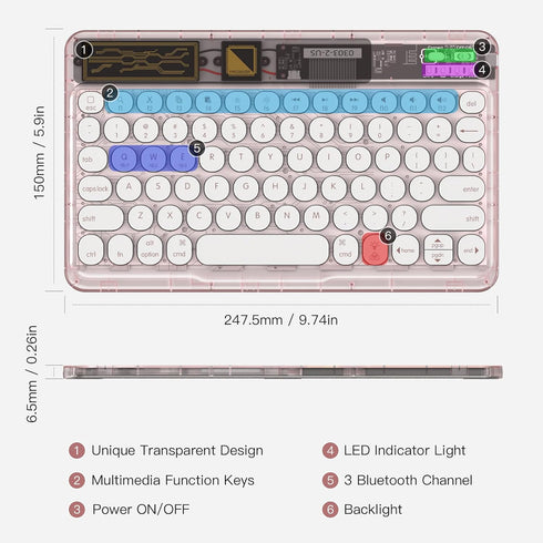 OMOTON Multi-Device Bluetooth Keyboard for iPad, iPhone and Other Bluetooth Enabled Devices, Including iOS, Android, Windows, Easy-Switch up to 3 ...