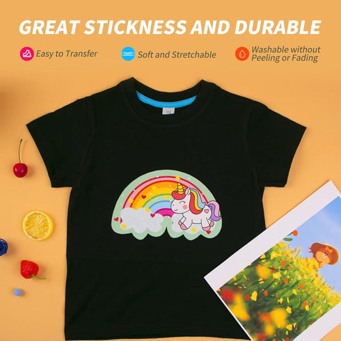 HTVRONT Heat Transfer Paper for Dark Fabric - 10 Sheets 8.5"x11" Printable Heat Transfer Vinyl for Inkjet Printer - Wash Durable Iron on Transfer ...