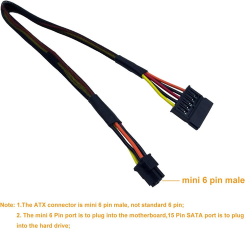 COMeap SATA Power Cable for Dell Inspiron 3653 3650 Series, SATA 15 Pin to Mini 6 Pin ATX Adapter Compatible Part No. GP2JM 15-inch(38cm) (Pack of...