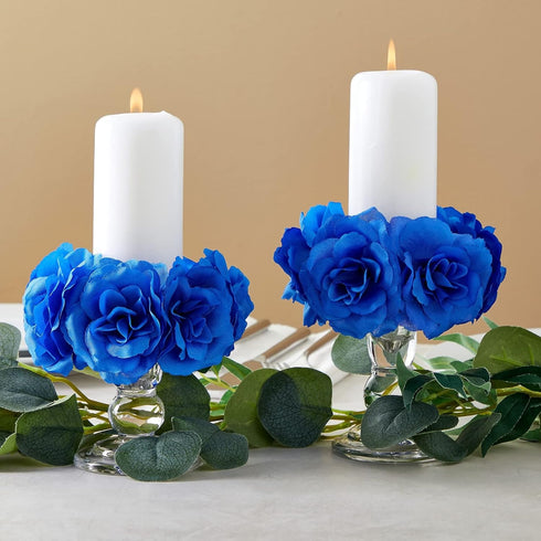 Bright Creations Blue Roses Artificial Flowers - Set of 50 3 in Stemless Silk Roses - Royal Blue Reusable Water-Resistant Faux Bouquet Decor for W...