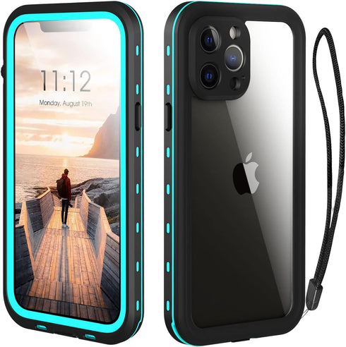iPhone 13 Pro Max Waterproof Case - IP68 Shockproof Dustproof Full Protection with Lanyard (Teal)...