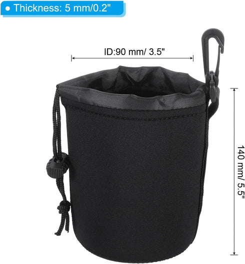PATIKIL Camera Lens Bag, 3 Pcs 3.5" ID x 5.5" H Drawstring Lens Pouch with Thick Protective Neoprene, Lens Case for DSLR Camera Lens, Water Coffee...