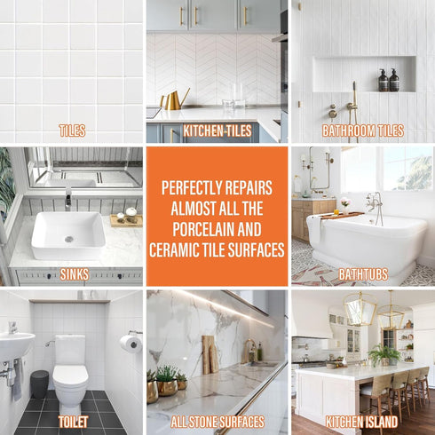 Porcelain Repair Kit White, Sink & Tub Repair Kit to Quickly Fix Tub Chips and Sink Cracks with High Bond Strength, Porcelain Sink Repair Kit for ...