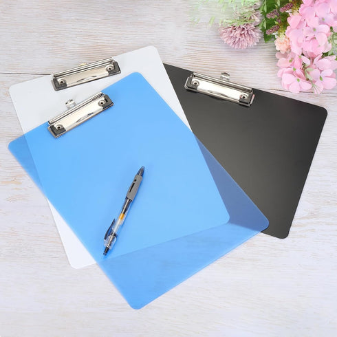 PATIKIL 12.4 x 8.86 Inch Clipboard Landscape, 2 Pack A4 PP Plastic Office Clipboards Low Profile Clip for Office Drawing Sketching, Black...
