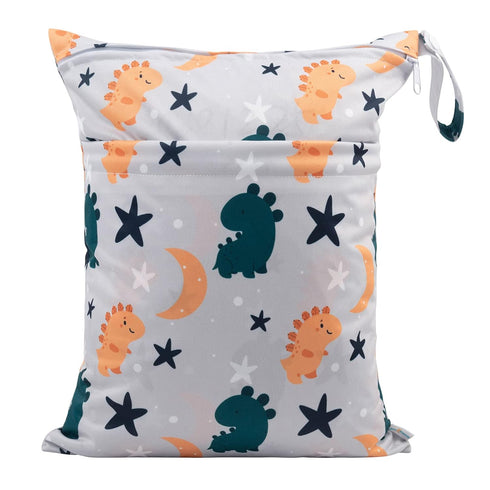 babygoal Wet Dry Bags for Baby Cloth Diapers, Washable Travel Bags, Beach, Pool, Gym Bag for Swimsuits & Wet Clothes with Two Zippered Pockets 3 P...