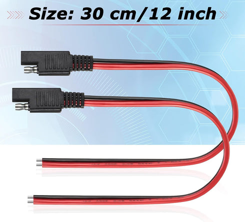 Frienda 14 AWG Connectors Cable Compatible with SAE 30cm 2 Pin Single Plug Disconnect Power Automotive Extension Cable for Motorcycles Cars Charge...