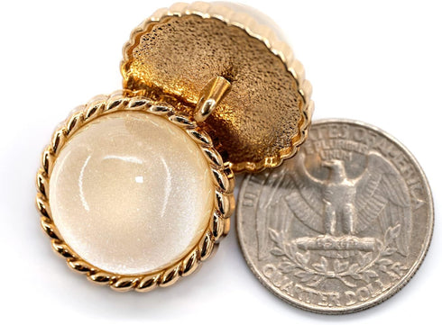 20 pcs Clear Glass Dome White Shimmer Layer Sewing Metal Shank Coat Buttons -25mm -1"...