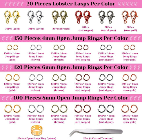 Jump Rings, Cridoz 2340Pcs Open Jump Rings and Lobster Clasps Jewelry Making Supplies Kit for Necklace and Jewelry Repair...