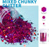 LEOBRO Glitter, Chunky Glitter, 18 Jars Glitter, Mixed Fine Chunky Glitter for Crafts, Craft Glitter for Resin, Holographic Iridescent Glitter Bul...