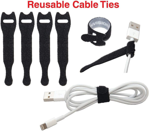 Desktop Cable Organizer, Weighted, No Bad Smell, Bundled with 4 Reusable Cable Ties (Black)...