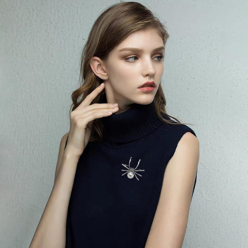 yueton 2Pack Spider Brooch Pins Exquisite Black and Silver Spider Brooch Pins Gothic Personalized Brooches Halloween Pin Accessories for Women...