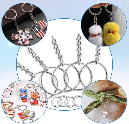 Paxcoo 100Pcs Split Key Chain Rings with Chain and Jump Rings Bulk for Crafts...