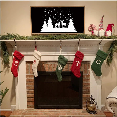 8Pcs Large Christmas Scene Stencils, Christmas Tree Deer Bear Stencils Templates Holiday Snowflake Winter Stencils for Painting on Wood Sign Wall ...