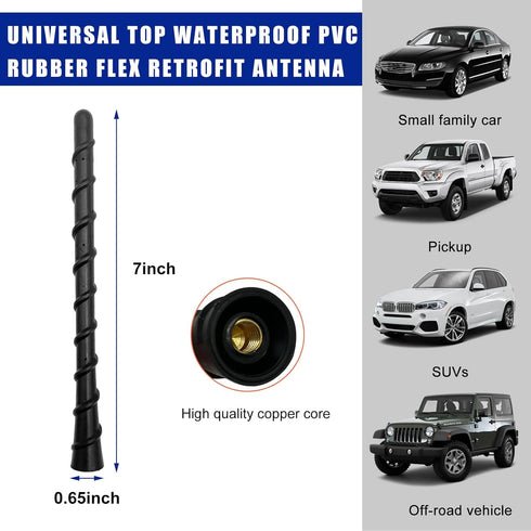 Car Spiral Antenna, 7 Inch Auto Toppers Flexible Retrofit Antenna with Screw, Waterproof PVC Antenna Replacement Universal for Most Vehicles, Exte...